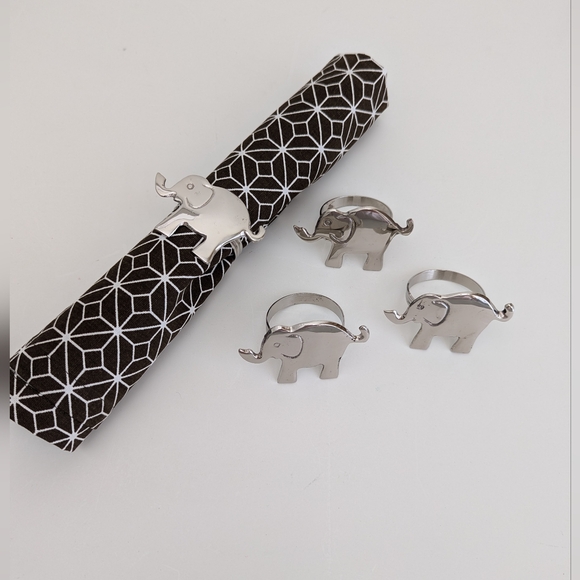 Elephant Napkin Rings Pier 1 Imports Nickel Plated Set of 4 Nice & Shiny - Picture 12 of 12
